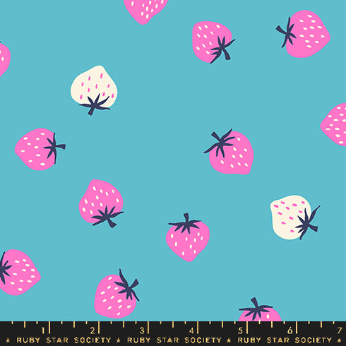 Strawberry - Strawberry Toss in Turquoise RS 3085 20 - Ruby Star Society Sold by the Half Yard